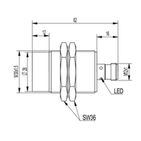 RF30-WR-M30H/LK ELCO RFID RF30-SERIES, 13.56MHZ, ISO15693, IO-LINK, COM3(230.4KB), 30X46MM, N-PLATED BRASS+PBT,-25 TO 70 DEG C, M12X1-MALE, NON-FLUSH, OP DIST 0-70MM