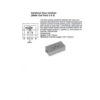 0821201024 NUMATICS/AVENTICS SANDWICH SPEED CONTROL<BR>ISO2 5599/1