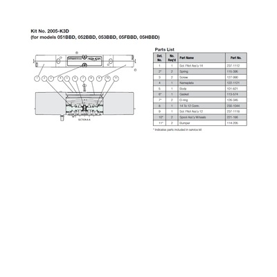 2005-K3D NUMATICS/AVENTICS VALVE REPAIR KIT<BR>2005 SERIES (BBD) DUAL 3 WAY