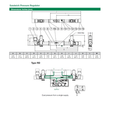 051RD100JP16W00 NUMATICS/AVENTICS SANDWICH REGULATOR<BR>2005 SERIES DUAL PR 10-130PSI, TFG