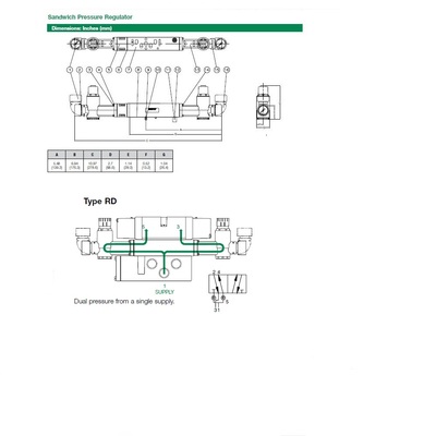 122RD400J027P00 NUMATICS/AVENTICS SANDWICH REGULATOR<BR>2012 SERIES DUAL PR 5-60PSI, (A)JMP PL, TFG