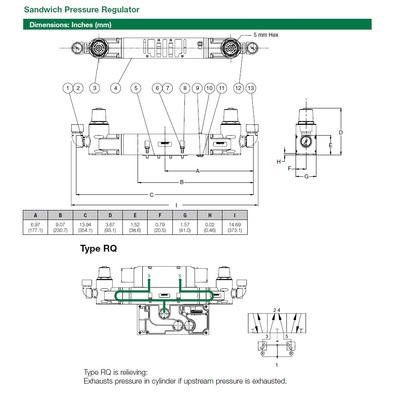 353RQ400J000000 NUMATICS/AVENTICS SANDWICH REGULATOR<BR>2035 SERIES DUAL PR/RC 10-130PSI