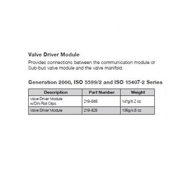 219-828 NUMATICS/AVENTICS MANIFOLD PART<BR>G3 VALVE DRIVER