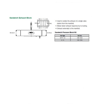 239-1554 NUMATICS/AVENTICS MANIFOLD PART<BR>2012 SERIES SANDWICH EXHAUST BLOCK 1/4" NPT