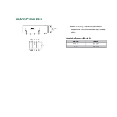 239-2227 NUMATICS/AVENTICS MANIFOLD PART<BR>2035 SERIES SANDWICH PRESSURE BLOCK 3/8" NPT