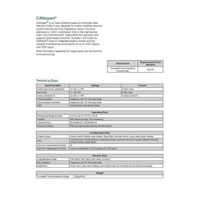 240-291 NUMATICS/AVENTICS MANIFOLD PART<BR>G3 CANOPEN NODE