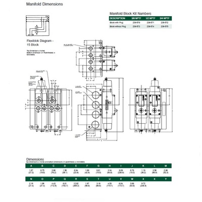 239-575 NUMATICS/AVENTICS MANIFOLD BLOCK<BR>250 SERIES 3/4" NPT S/B PORTS NO PLUG (15)