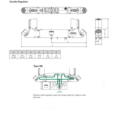 R503ARE12JA0020 NUMATICS/AVENTICS SANDWICH REGULATOR<BR>503 SERIES DUAL PR 4 & 2, 0.7-9BAR (ISO 15407-2)