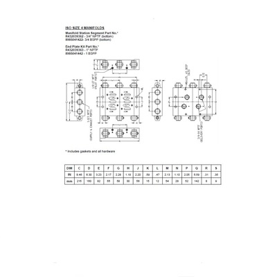 8985041422 NUMATICS/AVENTICS MANIFOLD BLOCK<BR>ISO4 5599/1 SERIES 3/4" G S/B PORTS