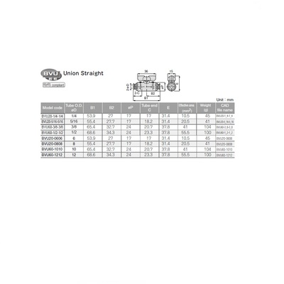 BVU60-1/2-1/2 PISCO NP BRASS BALL VALVE<BR>1/2" TUBE UNION, T HANDLE