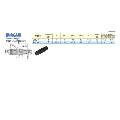 EQU-4 PISCO QUICK EXHAUST VALVE<BR>4MM TUBE UNION