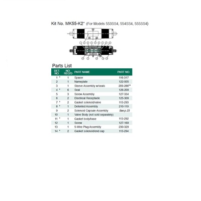 MK55-K2 NUMATICS/AVENTICS VALVE REPAIR KIT<BR>MK55 SERIES (SS4) DETENT