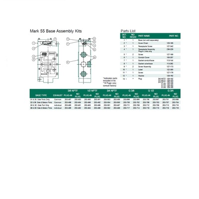 203-501 NUMATICS/AVENTICS VALVE BASE<BR>MK55,SPA55 SERIES 3/4" NPT SIDE PORTS (3A/3C)