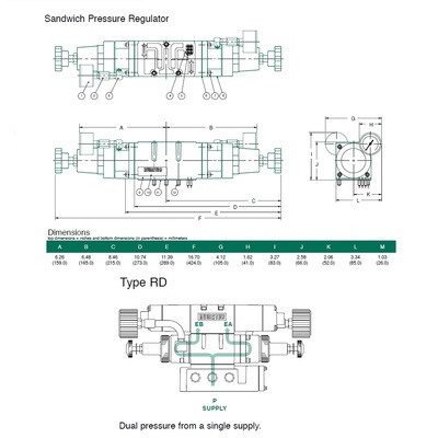 554RD100JP00000 NUMATICS/AVENTICS SANDWICH REGULATOR<BR>MK55,SPA55 SERIES DUAL PR 10-130PSI