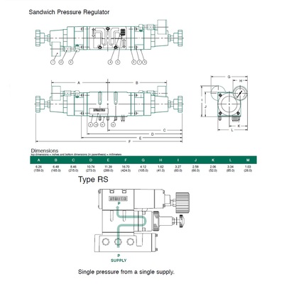 554RS100OP00000 NUMATICS/AVENTICS SANDWICH REGULATOR<BR>PA55 SERIES SGL PR 10-130PSI, HW