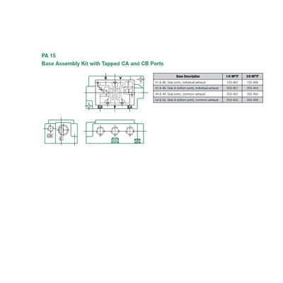 103-489 NUMATICS/AVENTICS VALVE BASE<BR>PA15 SERIES 3/8" NPT SIDE PORTS (41/46)