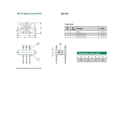 229-708 NUMATICS/AVENTICS SANDWICH SPEED CONTROL<BR>PA15 SERIES NO PLUG