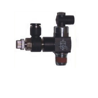 FLOTRONICS PO CHECK VALVE&lt;BR&gt;1/4&quot; TUBE X 1/4&quot; NPT MALE, 10/32&quot; UNF MANUAL O&#39;RIDE