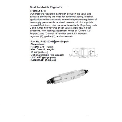 R422103098 NUMATICS/AVENTICS SANDWICH REGULATOR<BR>ISO3 5599/1 SERIES DBL PR 10-120PSI