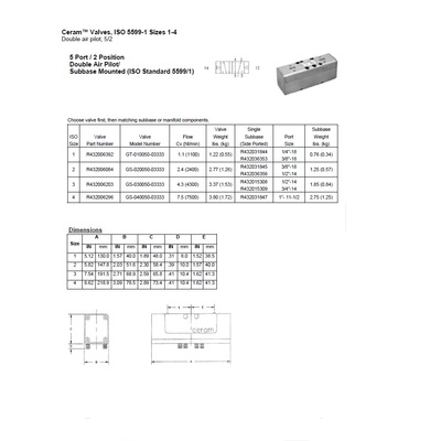 R432006392 NUMATICS/AVENTICS AIR-PILOT VALVE<BR>ISO1 5599/1 SERIES 5/2 DETENT