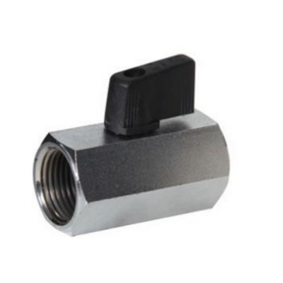 MIDWEST CP BRASS MINI BALL VALVE&lt;BR&gt;1/8&quot; NPT FEMALE, WEDGE HANDLE, 450PSI