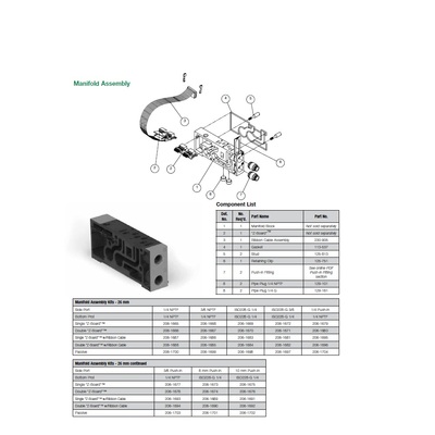 206-1667 NUMATICS/AVENTICS MANIFOLD BLOCK<BR>ISO 26MM SERIES 3/8" NPT S/B PORTS DZB (Z2)