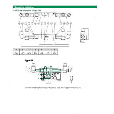 I62RE100O000000 NUMATICS/AVENTICS SANDWICH REGULATOR<BR>ISO 26MM SERIES EXT JUMPER PLATE, DUAL PR TO PORTS A(4)/B(2) 10-130PSI