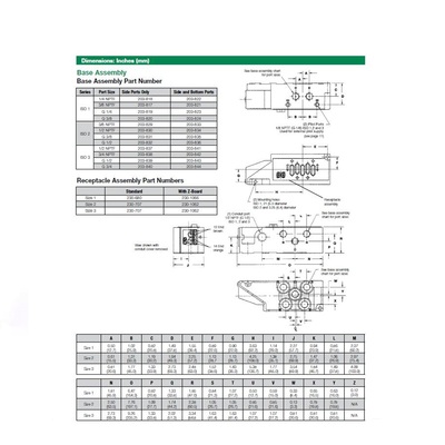203-830 NUMATICS/AVENTICS VALVE BASE<BR>ISO2 SERIES 1/2" NPT SIDE PORTS (3A/3C)