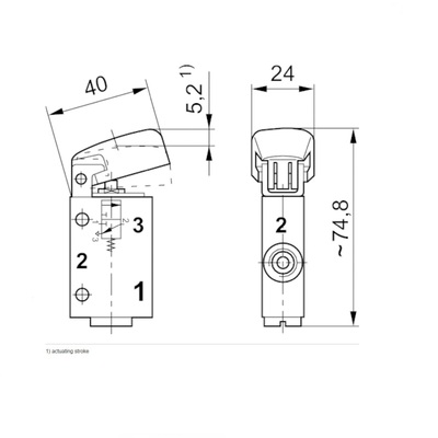 0820400004 NUMATICS/AVENTICS MECHANICAL VALVE<BR>AP SERIES 3/2 SPR RTN 1/4" G (PUSHBUTTON)