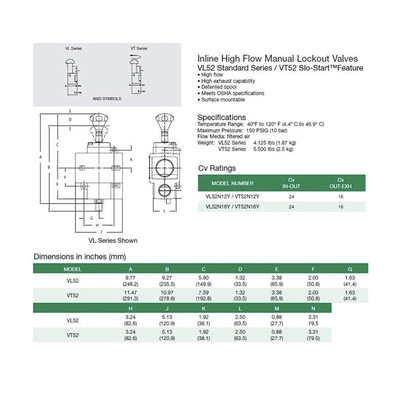 VT52N16Y NUMATICS/AVENTICS SOL-START QUICK EXHAUST LOCKOUT VALVE<BR>52 SERIES 2" NPT